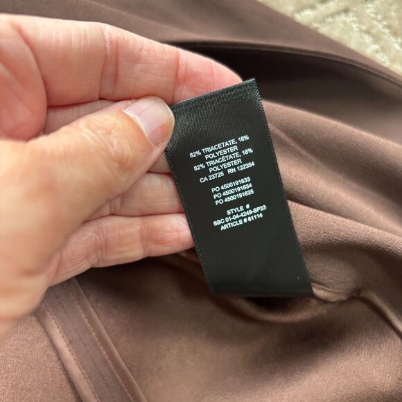 Babaton Power Hip Blazer Women's 10 Chocolate Brown Crepe Open Front Drape READ - Picture 7 of 11